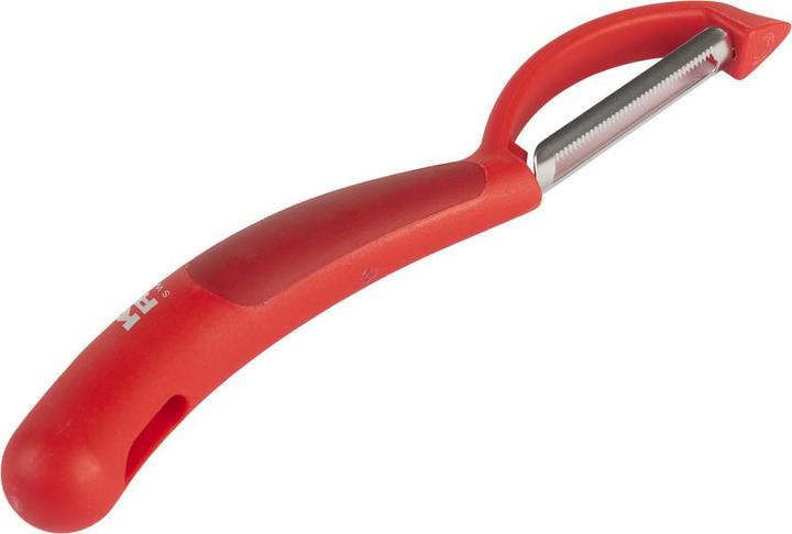 Actual product image Kuhn Rikon Peeler piranha swivel serrated red