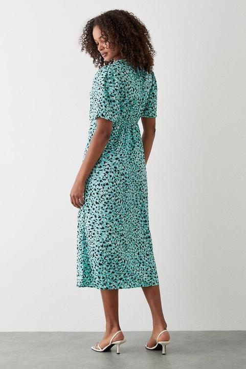 Actual product image Dorothy Perkins Animal print gathered waist flutter midi dress (42 D)