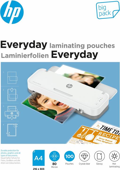 Immagine prodotto HP Film di laminazione Ogni giorno A4, 80 µm, 100 pezzi, lucido (A4, 100 Pezzo/i, 80 µm)