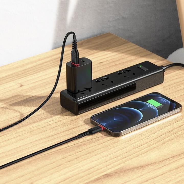 Actual product image Hoco USB-A to Lightning X59 Victory, 18W, 2A, 1m, black (1 m, USB 2.0)