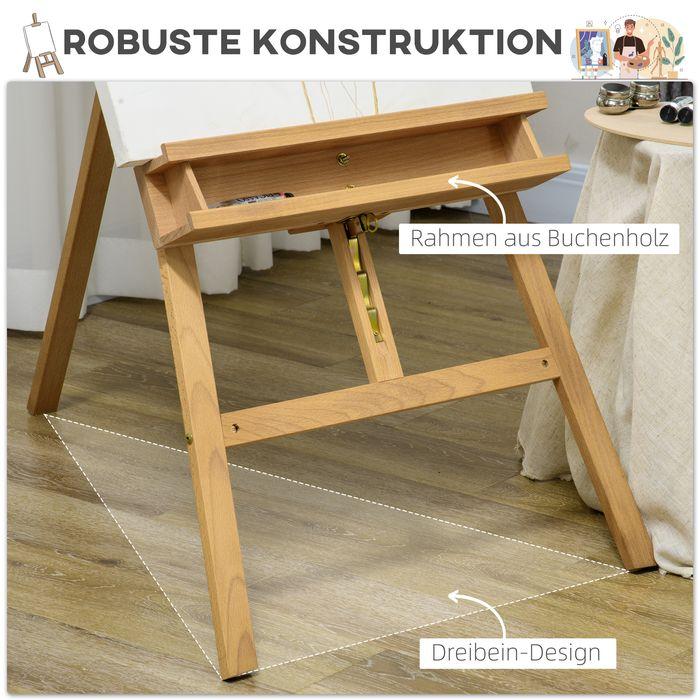 Image du produit Swisshandel24 Chevalet, chevalet en bois, réglable en hauteur, pliable, plumier, bois de hêtre, 65x110x180-235cm