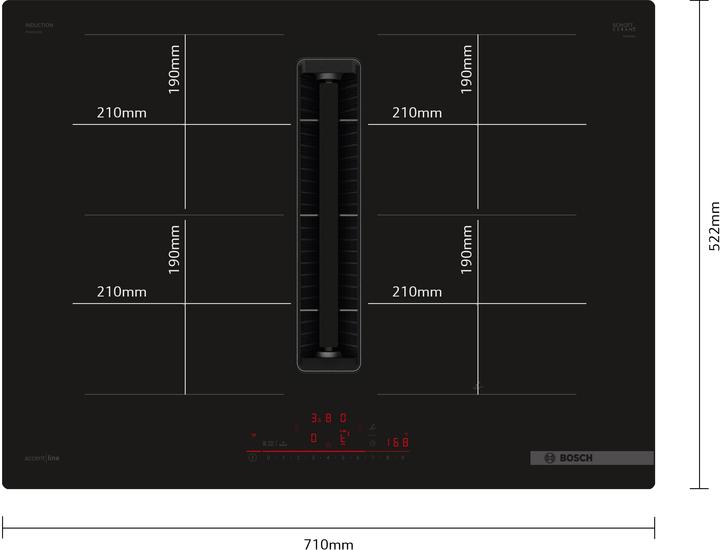 Image du produit Bosch Hausgeräte Série 6, Table de cuisson avec hotte aspirante (induction), 70 cm, Pose libre, PVQ711H26E