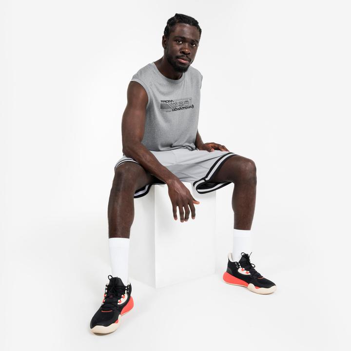 Produktbild Kipsta Damen/Herren Basketball Shorts wendbar leicht - SHR 500 schwarz-weiss (L)
