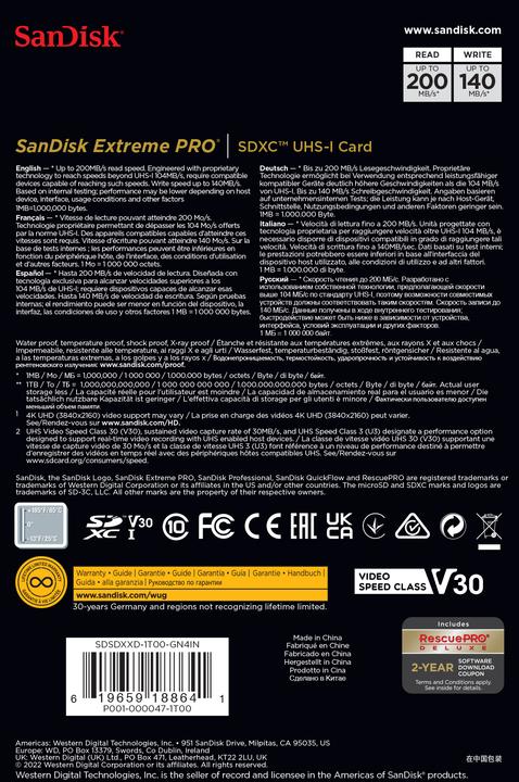 Actual product image SanDisk Extreme PRO UHS-I V30 (1000 GB, SDXC, U3, UHS-I)