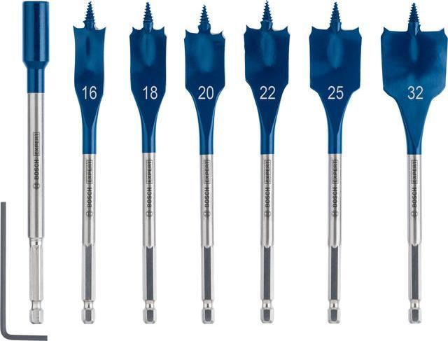 Produktbild Bosch Professional Zubehör EXPERT Self Cut Speed Flachfräsbohrer-Set, 10/12/13/14/16/18/20/22/24/25/28/30/32 mm, 13-tlg. (10, 12, 13, 14, 16, 18, 20, 22, 24, 25, 28, 30, 32 Millimeter)