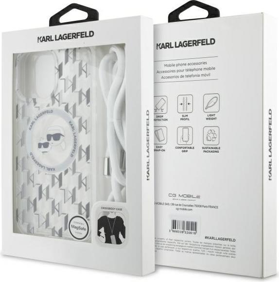 Actual product image Karl Lagerfeld KLHMP16XHCKLCT iPhone 16 Pro Max 6.9" transparent hardcase IML Crossbody Monogra (Apple iPhone 16 Pro Max)