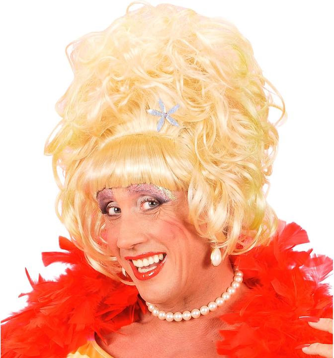 Produktbild Widmann Blonde Perücke Drag Queen Mit Blumen in Box