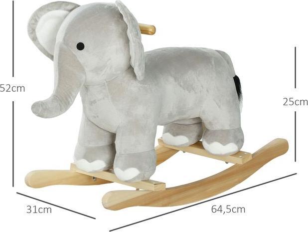 Actual product image Swisshandel24 Schaukeltier Schaukelelefant mit Soundfunktion und Griffen für 2-4 Jahre Kinder