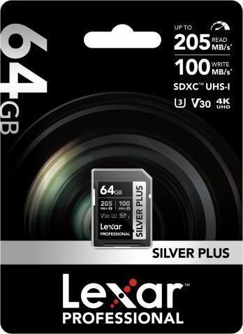 Image du produit Lexar Professional Silver Plus (64 Go, SDXC, U3, UHS-I)