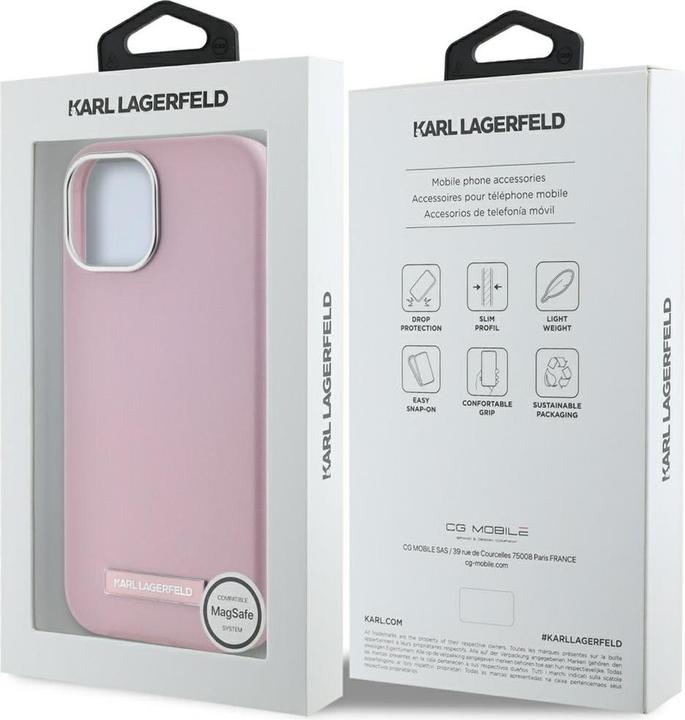 Image du produit Karl Lagerfeld Case FW Metal Plate MagSafe for iPhone 15 pink (Apple iPhone 15)