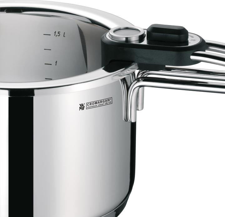 Produktbild WMF Kochtopf Simmertopf 18cm mit Temperaturanzeige Topf 1,5l Edelstahl Induktion (18 cm, Kochtopf, Edelstahl)