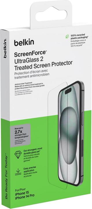 Immagine prodotto Belkin ScreenForce Pro UltraGlass2 (1 Pezzo/i, Apple iPhone 14 Pro, Apple iPhone 15)