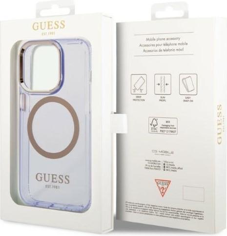 Immagine prodotto Guess GUHMP14LHTCMU Custodia rigida per iPhone 14 Pro 6.1" viola/viola Profilo oro MagSafe traslucido (Apple iPhone 14 Pro)