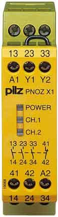 Actual product image Pilz PNOZ/X1 safety relay,24Vac/dc 3NO 1NC