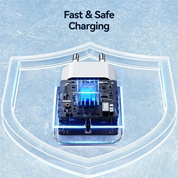 Produktbild Usams Ład. siec. 1xUSB-C T65 PD20W PD Fast Charging US-CC226 + kabel USB-C/USB-C US-SJ711 60W biały/
