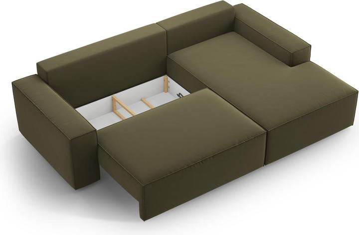 Immagine prodotto Micadoni Divano angolare destro in velluto con funzione letto e box, "Jodie", 3 posti, 246x151x86 Realizzato (Divano ad angolo)