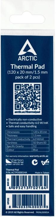 Actual product image Arctic Thermal Pad (1.50 mm, 6 W/m K)