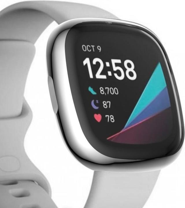 Actual product image Cover-Discount Fitbit Versa 3 / Sense - Rubber Protection Case silver