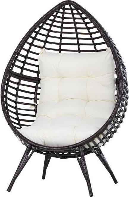 Immagine prodotto Swisshandel24 Poltrona in rattan a forma di goccia, Poltrona da giardino con cuscino di seduta, Sedia in rattan