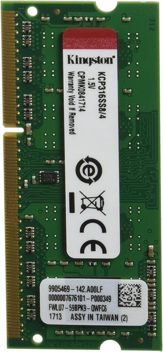Immagine prodotto Kingston Kcp316ss8/4 (1 x 4GB, 1600 MHz, DDR3-RAM, SO-DIMM)