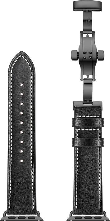 Produktbild EKO Uhrenarmband Echtleder mit Faltschliesse Schwarz (Echtleder)