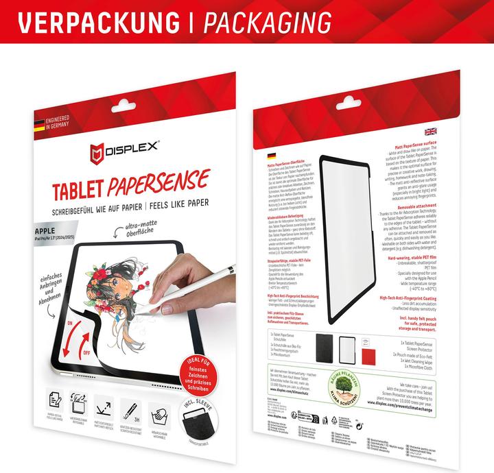 Produktbild Displex Tablet Papersense, Tablet Paper Feeling Schutzfolie (1 Stück, iPad Pro 13 2024 (M4), iPad Air 13 2024 (M2))