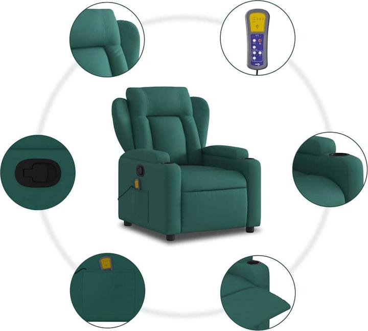 Image du produit VidaXL Fauteuil de massage vert foncé Tissu,Couleur : vert foncé,Matériaux