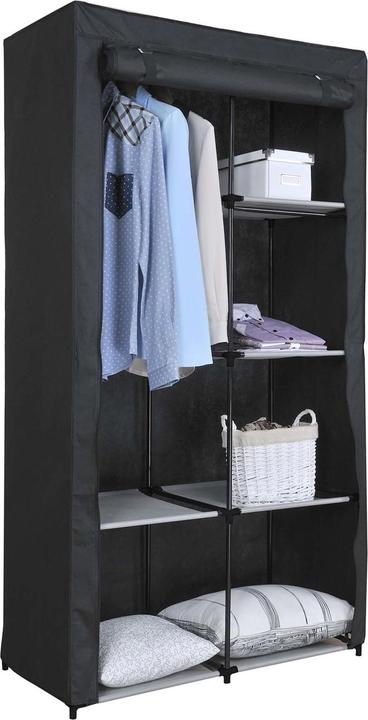 HTI-Living Stoffschrank mit 6 Regalfächern und 1 Kleiderstange (89 x 46 x 169 cm)