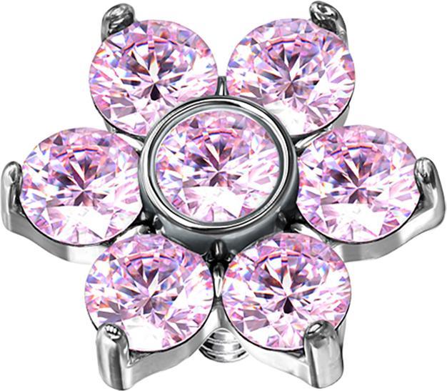 Produktbild Star Piercing Dermal Anchor Blume Kristall pink (ohne Messing, Chirurgenstahl 316L)