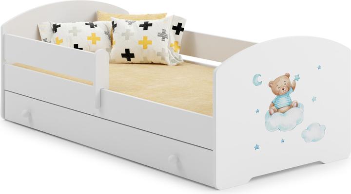 Image du produit ADRK Furniture Lit avec matelas, sommier et tiroir PEPE TEDDY BEAR AND CLOUD 140x70 (140 x 70 cm)