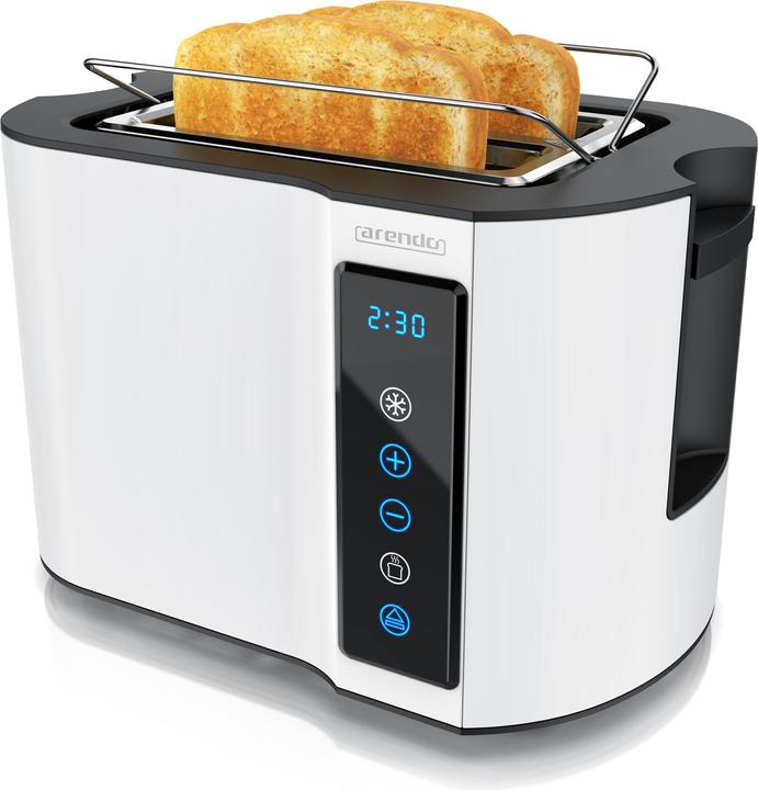 Actual product image Arendo Toaster stainless steel 2 slices short slot, touch panel, bread roll attachment, display with