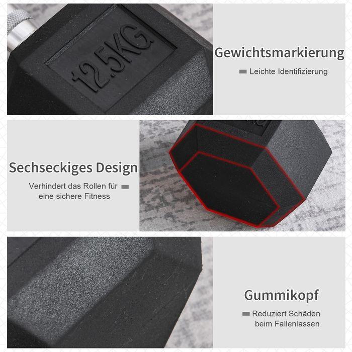 Image du produit Swisshandel24 haltère court hexagonal en fonte haltère en caoutchouc poignée moletée poids métal caoutchouc noir (1 x 10 kg)