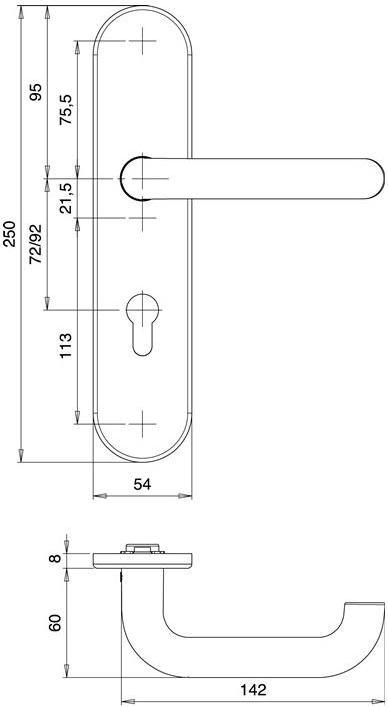 Actual product image EDI Protection set Logo 8755/0292 Aluminium F1 92 mm 65-75 mm (Door handle)