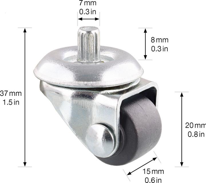 Actual product image Wagner System Bed base castor ø 20 mm pin 6x8 mm soft