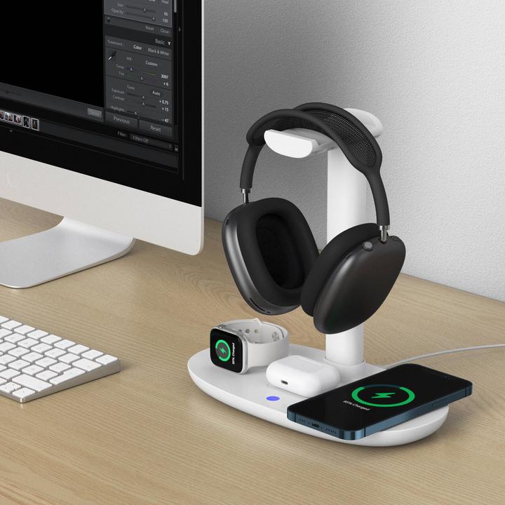Image du produit PhoneLook Station de charge 4 en 1 moderne 30W sans fil avec support casque pour AirPods Max, iPhone, Apple Wa (15 W)