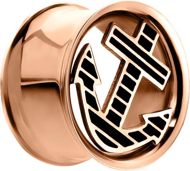 Produktbild Star Piercing Flared Tunnel rosegold mit Anker (Chirurgenstahl 316L)