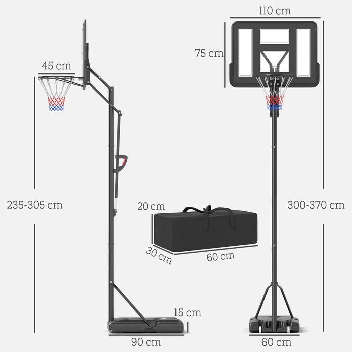 Produktbild Swisshandel24 Basketballkorb Outdoor, Verstellbare Korbhöhe 230-305 cm, mit Rädern, Gewicht