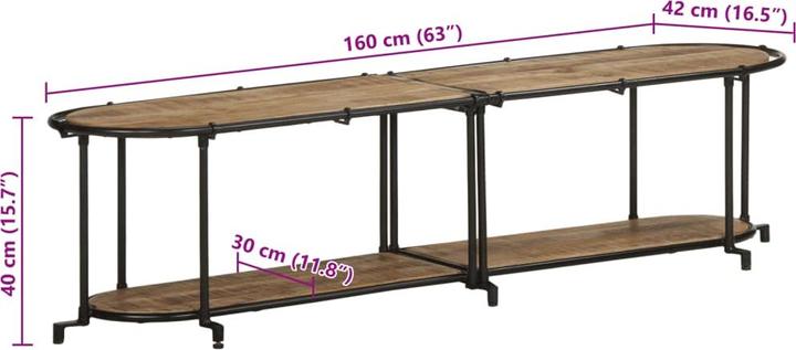 Produktbild VidaXL TV Schrank Lowboard Fernsehschrank Fernsehtisch TV Möbel Raues Mangoholz (160 x 42 x 40 cm)