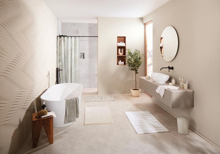 Immagine prodotto Kleine Wolke Tappeto da bagno Sling 60 x 90 cm, marrone/bianco (60 x 90 cm)