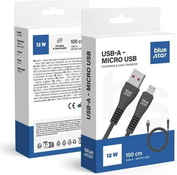 BlueStar Cable Blue Star BLUE STAR cable USB A to Micro USB 2A 12W DC99M 1 m black (1 m, USB 2.0)