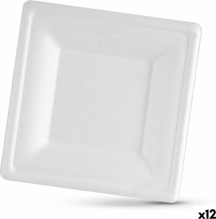Actual product image Algon Geschirr-Set Einwegartikel Zuckerrohr karriert 16 cm (12 Stück) (12 x)