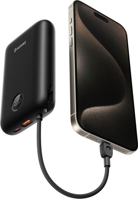 Image du produit Swissten Power Bank Voltbox 35w 30000 Mah with Built-In Cables USB-C and Lightning Black (30000 mAh, 35 W, 35 Wh)