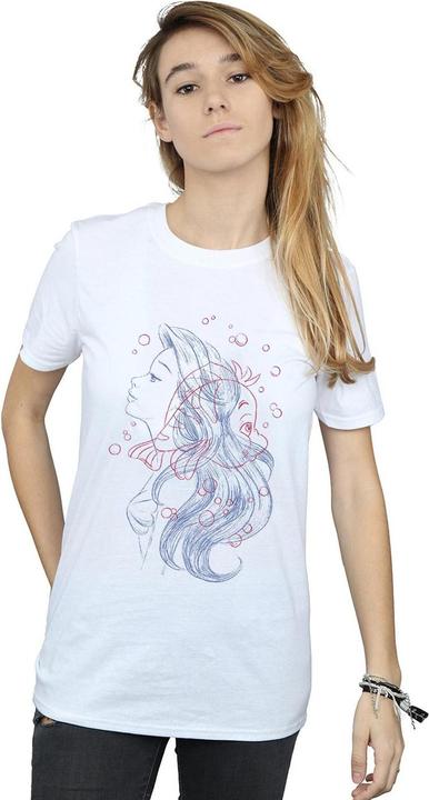 Actual product image Disney Womens/Ladies Ariel Flounder Sketch Cotton Boyfriend T-Shirt (XXL)