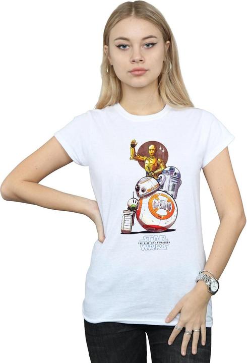 Actual product image Star Wars Womens/Ladies The Rise Of Skywalker Droids Illustration Cotton T-Shirt (L)