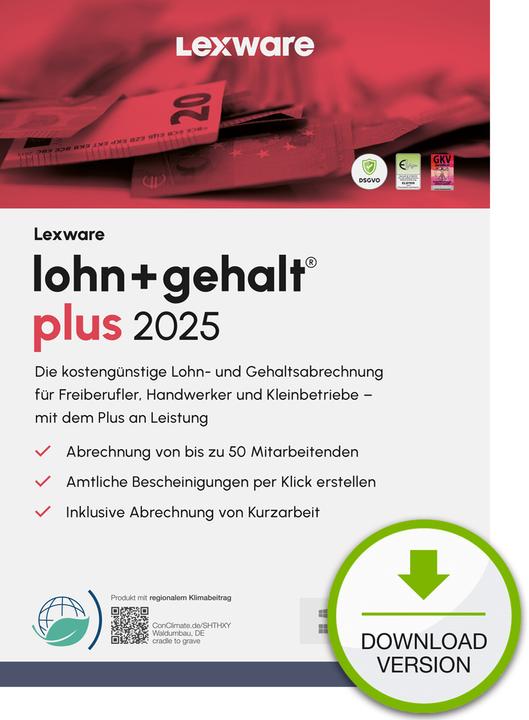 Produktbild Lexware ESD / lohn+gehalt plus 2025 / On (1 User, 12 Monate)