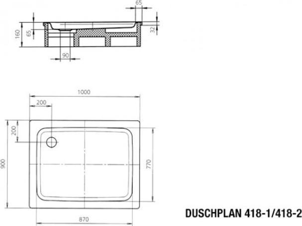 Actual product image Kaldewei shower plan 418-2 90x100cm with polystyrene support