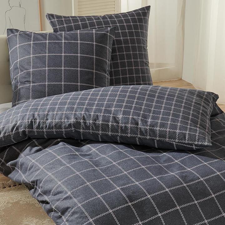 Produktbild Traumschlaf Karo anthrazit (Bettwäsche Set, 155x220 cm + 80x80 cm)
