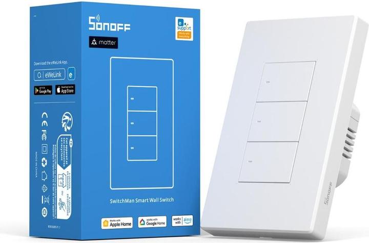 Actual product image Sonoff SwitchMan Smart Wall Switch-M5 Matter (White) - M5-3C-120W