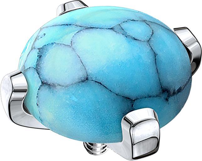 Image du produit Star Piercing Dermal Anchor Dôme avec pierre turquoise (sans laiton, Acier chirurgical 316L, Minéral)