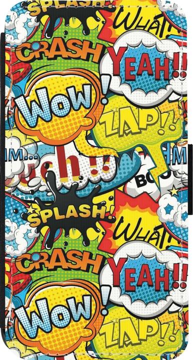 Actual product image PhoneLook Wallet cover black cartoons slogans (Apple iPhone 13 Pro)